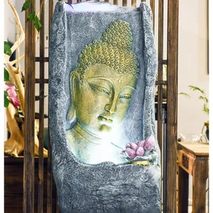 Outdoor decor marble water fountain with buddha statue