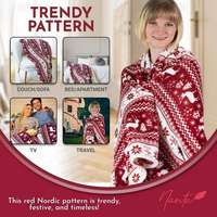 Couverture promotionnelle de cadeaux de Noël Couverture portable en flanelle d'impression d'élan rouge personnalisée avec sac exquis