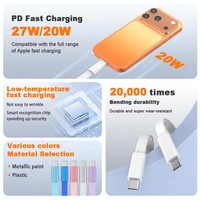 Câble de charge rapide PD 20W Type-C vers Type-C, câble USB plat haute vitesse pour synchronisation des données, cordon de chargeur portable pour ordinateur portable C vers C