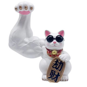 Céramique chinoise gros bras Muscle fort chat chanceux ouverture Fortune chat <span class=keywords><strong>Maneki</strong></span> <span class=keywords><strong>Neko</strong></span> pour cadeau d'affaires chat apportant de l'argent - Product Image 1