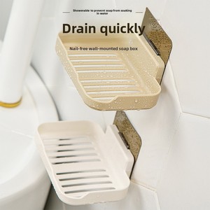Support mural adhésif sans perçage pour savon avec drain, nouvelle boîte à savon, plateau de rangement pour salle de bain et toilettes - Product Image 2