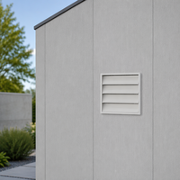 Grille d'aération murale carrée en aluminium à 4 lames, à fermeture automatique, avec moustiquaire intégrée