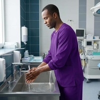 Tenues médicales transfrontalières pour cliniques dentaires et salles d'opération, unisexe, en tissu polyester Dobby, à manches longues et col rond, fabriquées en Chine, modèle 82028