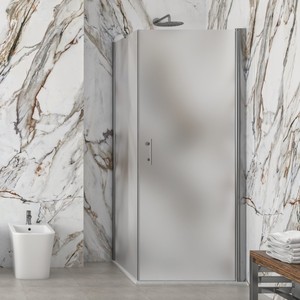 Kamalu moderno 70x70 custodia per doccia in vetro satinato 8mm di spessore 200h altezza KS2800FAO modello Pivot telaio in alluminio per bagno - Product Image 1