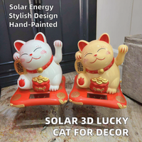 Figura de Gato de la Suerte con Energía Solar, Resina Plástica 3D, Animal Pintado a Mano, Artesanía de Moda Hecha en China, Decoración para el Hogar, con Mano que se Saluda