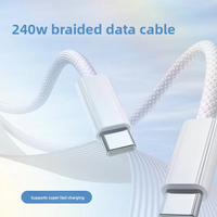 Câble tressé double Type-C de 2 m, 240 W, compatible avec le chargeur iPhone, transfert de données rapide pour MACBOOK, câble C vers C de 6,6 pieds, en nylon