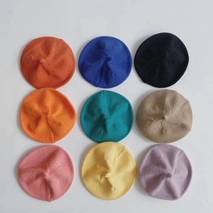 Bonnet chaud d'automne-hiver pour petite fille, bonnet en <span class=keywords><strong>tricot</strong></span> d'artiste peintre français avec accent floral, béret en <span class=keywords><strong>tricot</strong></span> pour bébé - Product Image 5