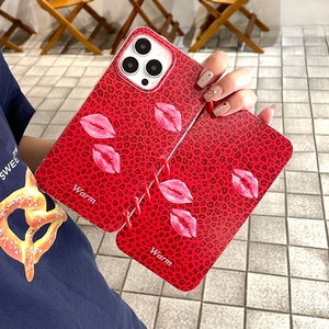 Étui de téléphone à clapet style carnet imprimé léopard avec motif baiser, très populaire, compatible avec <span class=keywords><strong>iPhone</strong></span> 12 16 Pro Max - Product Image 6