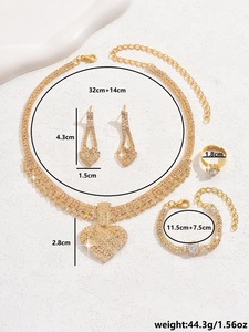 Parure de bijoux vintage éblouissante pour mariée, avec collier et boucles d'oreilles en forme de cœur orné de strass, plaqué or et argent, idéale pour mariages, fêtes et la Saint-Valentin - Product Image 6