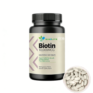 Tabletas de Biotina Pura OEM 10000mcg, Vitamina <span class=keywords><strong>H</strong></span>, Queratina, Ácido Hialurónico para Adultos y Recién Nacidos, Crecimiento de Cabello, Piel y Uñas - Product Image 1
