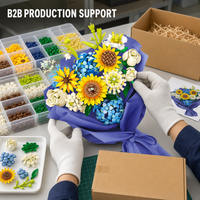 Ensemble de blocs de construction de bouquets de fleurs personnalisés OEM DIY, modèle d'affichage floral coloré, jouet éducatif, cadeau, décoration, vente en gros JJ9196 B2