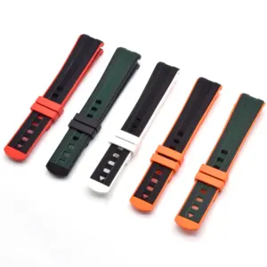 20mm Liquid Silicone Rubber Watch Strap For Omega Seamaster 300 Waterproof Curved End 2 Color Fashion Watch Band