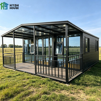 Rumah Prefabrikasi Kontainer Baja Ekspansi Ukuran Khusus 20Ft 40Ft 30Ft, Villa 2-5 Kamar Tidur Mewah Portabel Panel Sandwich