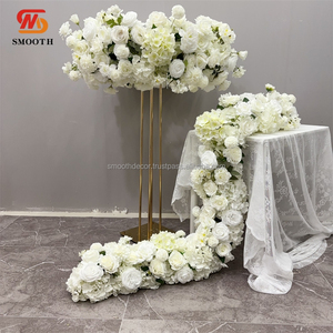 SMOOTH Camino de Mesa de Flores Artificiales de Seda Realistas, Color Blanco Rosa, Diseño Asimétrico, 80cm/120cm, Centros de Mesa para Bodas - Product Image 6