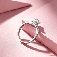 Bague en Moissanite Certifiée GRA, Plaqué Platine sur Laiton, 0.5CT D VVS, Bague de Fiançailles et de Mariage Ronde en Moissanite pour Femme, Bijoux