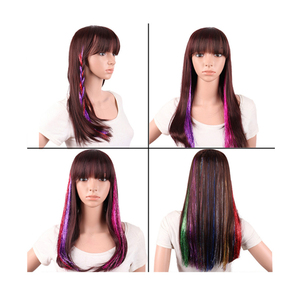 Bán buôn 20 màu sắc 50cm 20inch <span class=keywords><strong>tinsel</strong></span> tóc Clip-trong <span class=keywords><strong>tinsel</strong></span> phần mở rộng tóc clip trong long lanh cổ tích óng ánh tóc tinsels Clip - Product Image 4