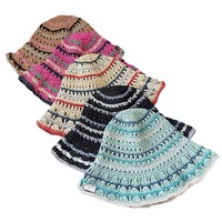 Chapeau Bob Femme en Papyrus Tressé Floral Léger Respirant Anti-UV Flatterant pour le Visage Sports de Plein Air Shopping Été