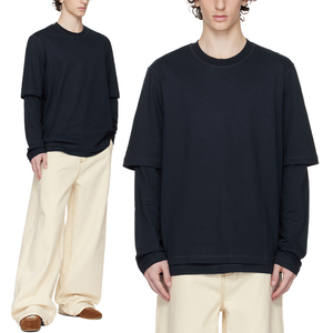 T-shirt Homme KingSen OEM à Manches Longues Superposées en Coton Épais, Coupe Oversize à Épaules Tombantes, Doux, Respirant, Style Décontracté Streetwear - Product Image 1