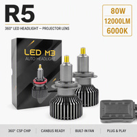 PROMOTION EXCEPTIONNELLE : Ampoules de phares LED R5 80W 120000M à puce CSP H1-H7/H4/H3/HB3/HB4, feux de voiture 9005 9006 Auto