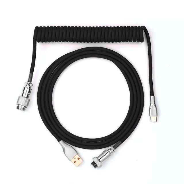 Factory Price Pure Copper Mechanical Keyboard Cable Coiled Type-C to USB a with Detachable Aviator Connector for Computer Tablet