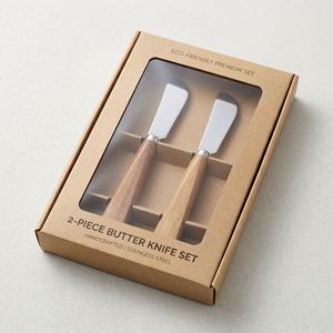Juego de Cuchillos Lacusmare, 2 Piezas, Mango Ergonómico de Madera de Acacia, Hojas Duraderas de Acero Inoxidable, Espátula Suave para Mantequilla y Queso - Product Image 3