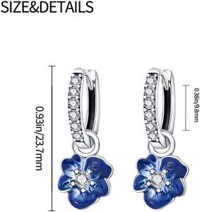 Pendientes Pequeños Colgantes <span class=keywords><strong>de</strong></span> Plata <span class=keywords><strong>de</strong></span> Ley S925 QIKAOLA para Mujer, con Piedras Naturales Coloridas, Diseño <span class=keywords><strong>de</strong></span> Mariposa, Flor, Corazón, Estrellas y Luna - Product Image 4