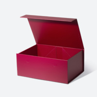 Boîte cadeau en carton rigide rouge bordeaux à rabat magnétique pliable de taille A5 en gros