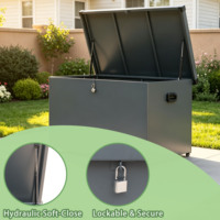 Boîte de rangement extérieure mobile 520L, panneau imperméable monobloc, couvercle en acier galvanisé résistant à la rouille, boîte de rangement pour jardin
