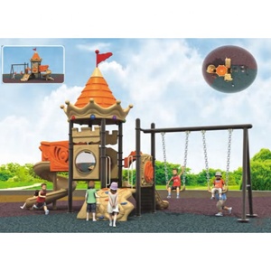 Équipement de terrain de jeu extérieur géant personnalisé sur le thème du château et du bateau pirate avec trois toboggans ondulés pour parcs à thème - Product Image 6
