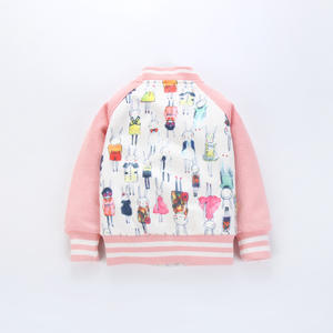 เสื้อแจ็คเก็ตเบสบอลสีชมพูสำหรับเด็กผู้หญิงขายส่งจำนวนมากสำหรับฤดูใบไม้ผลิ - Product Image 4