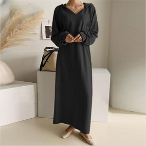 Abito lungo con cappuccio in felpa sottile autunnale, <span class=keywords><strong>vestito</strong></span> casual ampio taglie forti per donna - Product Image 4