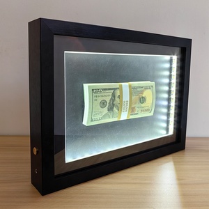 Nhà Máy Bán buôn sang trọng chúng tôi đô la hình ảnh khung A4 chiều sâu bên trong 3 cm đầy đủ màu đen bóng hộp khung với LED Strip - Product Image 2