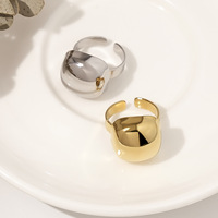 Bague en acier inoxydable plaqué or 18 carats pour femme, style coussin, dôme massif, bicolore, pour déclaration de style, cadeau de fête, vente en gros, OEM