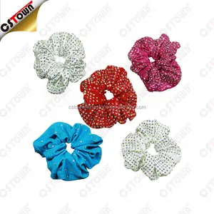 Wholesale Glitter Cheer Bow Hair Scrunchies Glitter Sparkle Bling Competition Cheer Bow For Girls Red Kids Training 10 Pcs HS