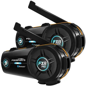 FX8 Pro helm interkom sepeda motor Full Duplex, helm interkom sepeda motor Full Duplex dengan sistem komunikasi bluetooth 1000m 8 pengendara