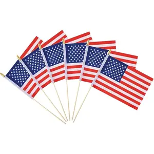 Popüler ucuz açık ekran 14x21cm Polyester Mini Waving tüm ulusal ülke bayrakları süblimasyon el bayrağı 14x21