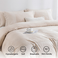 Parure de lit en polyester 4 pièces avec drap plat et taies d'oreiller, tailles Full, Queen, King, en microfibre légère, pour hôtel et maison