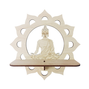 En stock: Estante de pared con estatua de Buda de estilo nórdico, decoración para el hogar, dormitorio, manualidad para colgar en la pared de la sala de yoga. - Product Image 4