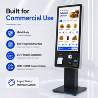Kiosque de commande automatique pour café-boulangerie avec écran tactile, menu personnalisé, fonctions de coupon, paiement par carte, imprimante de reçus, Intel Core i5, sur pied