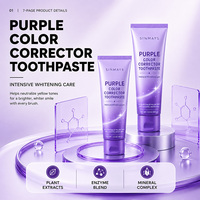 Dentifrice Correcteur de Couleur Violet au Fluorure, Blanchissant, Élimination des Taches, Haleine Fraîche, Protection de l'Émail, Soins Bucco-Dentaires