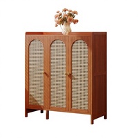 Honvidora Meuble à chaussures en bambou, meuble de rangement multi-niveaux grande capacité, trois portes, style luxe léger, mobilier moderne pour la maison et l'hôtel