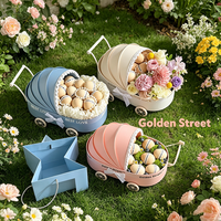 Boîte cadeau personnalisée en forme de berceau avec bordure en dentelle, boîte ovale pour fleurs et desserts pour baby shower, mariage et fête
