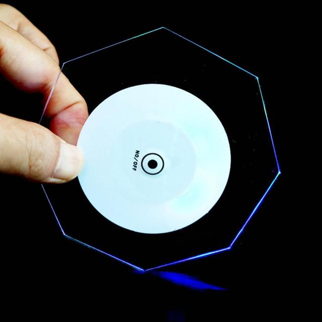 Bar Table Decoration Accessories Acrylic Cocktail Flash Base Crystal Ultra-Thin Cup Beer LED Light up Coaster for Drink
