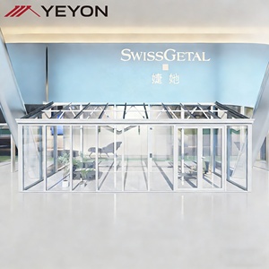 Pavillon moderne minimaliste à toit plat pour hall <span class=keywords><strong>de</strong></span> centre commercial, entrées <span class=keywords><strong>de</strong></span> villa, maison <span class=keywords><strong>de</strong></span> luxe en aluminium et verre, magasin <span class=keywords><strong>de</strong></span> <span class=keywords><strong>d</strong></span>étail, boutique éphémère - Product Image 1