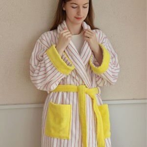 <span class=keywords><strong>Accappatoio</strong></span> da bagno in cotone a righe ricamate di lusso per hotel, con collo a scialle, in tessuto a nido d'ape, per adulti, Nuova Collezione 2026 - Product Image 1