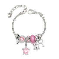 Bracelet à breloques DIY Série Océan avec chaîne serpent, pendentifs tortue marine et coquille de tortue, perles de verre colorées, réglable, bijoux de mode pour femme