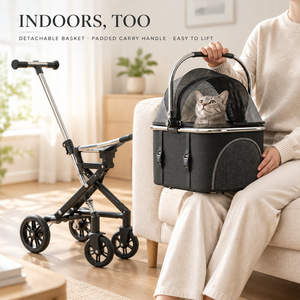 Poussette pliable en aluminium pour animaux de compagnie avec auvent en maille respirante 4 roues pour petits chiens et chats - Product Image 5