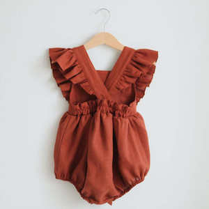 Ropa de Bebé Linda, Mono de Lino y Algodón con Mangas con Volantes para Niña, Ropa de Verano para Bebés Recién Nacidos y Niñas Pequeñas - Product Image 5