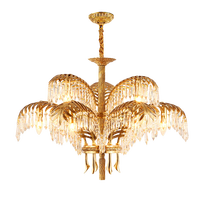 Lustre suspendu en cuivre massif français, grand modèle, hauteur réglable, style postmoderne, luxe, cristal, LED, carré, lampe suspendue