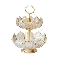 Modern luxe glazen fruitschaalset van 2, voedselveilig, gepolijst, voor thuisdecoratie en gebruik op de salontafel bij feestjes